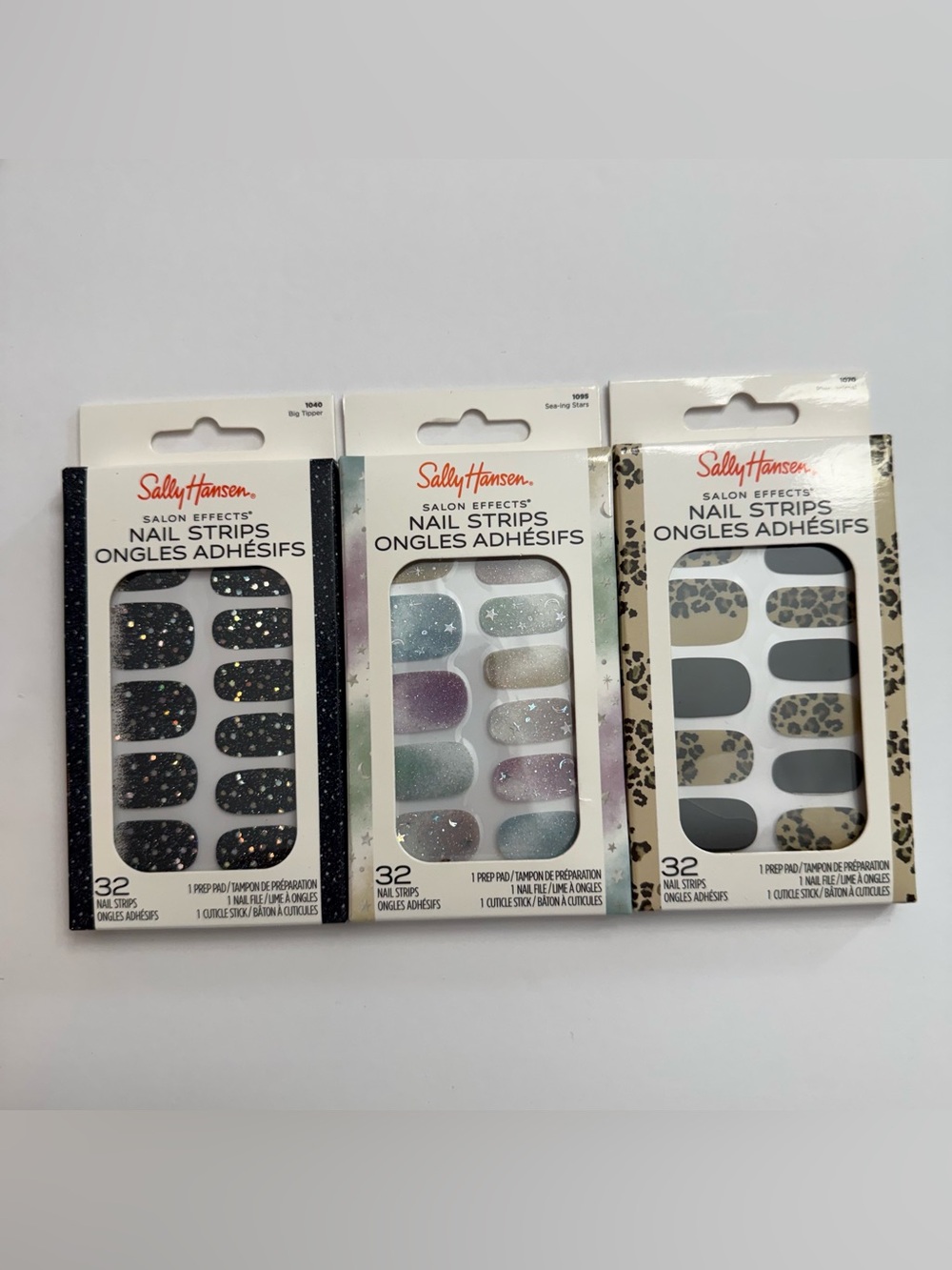 Sally Hansen Salon Effects Nail Strips Lot of 3 Big Tipper Sea-ing Stars Leopard